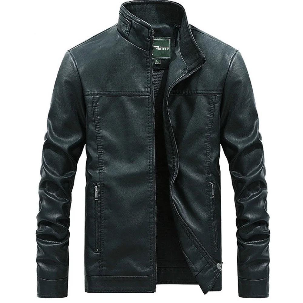 Cool Black Leather Jackets and Coats Zipper Jacket Heavy Motorcycle Leather Jackets for Man
