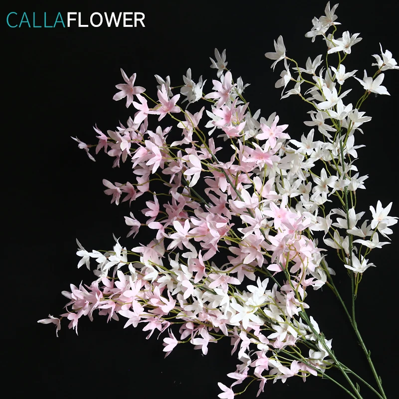 MW06732 Hot Sale Artificial Flower White Fabric Dancing Orchid For Bridal Bouquet