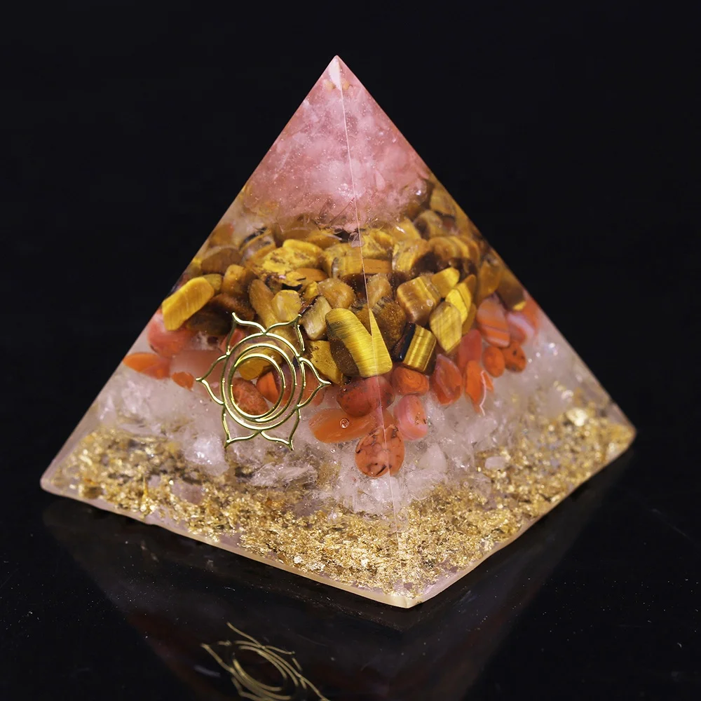 Wholesale 100% Natural Tiger Eye Elite Orgone Pyramid Healing Crystal Tumbled Gemstone Chakra Ornaments Home Decor EMF Protect
