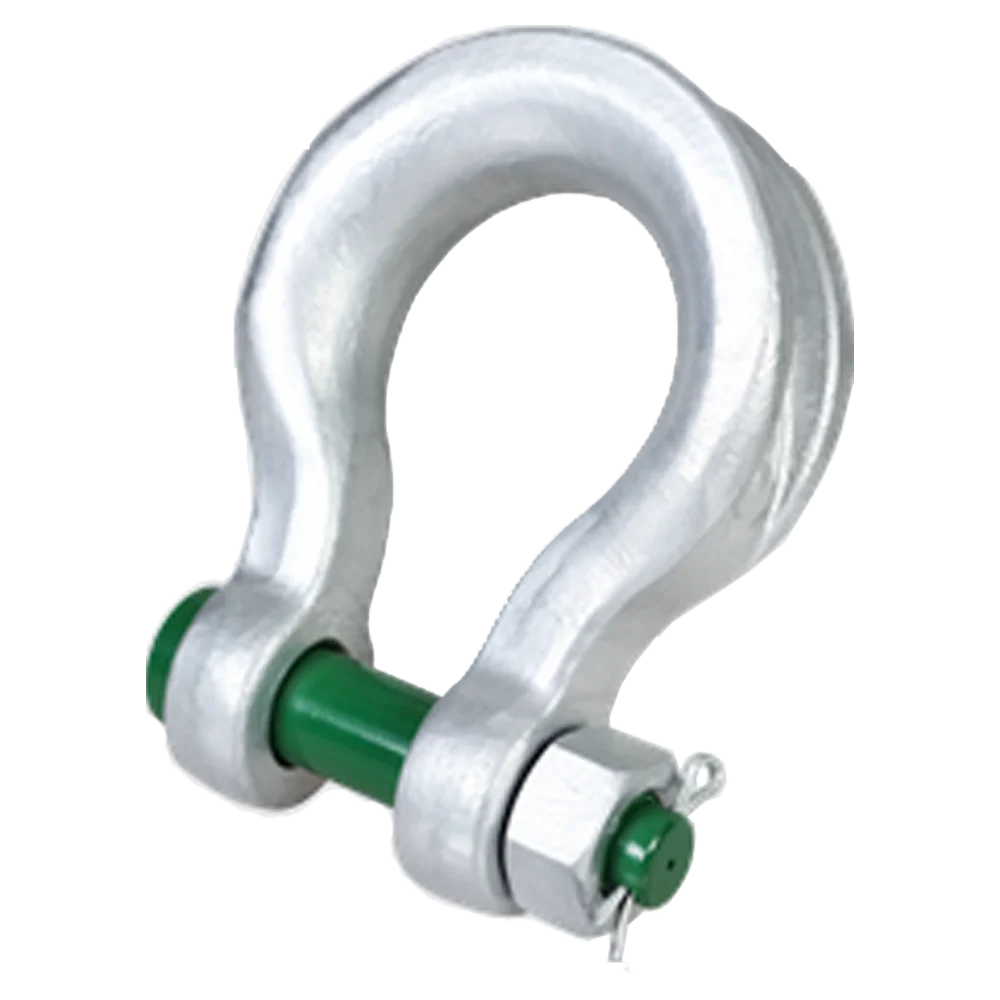 Green Pin P6033 75Ton Hot Dipped Galvanized High Load Capacity Alloy Steel Bow Shackle With Safety Bolt Connection Link