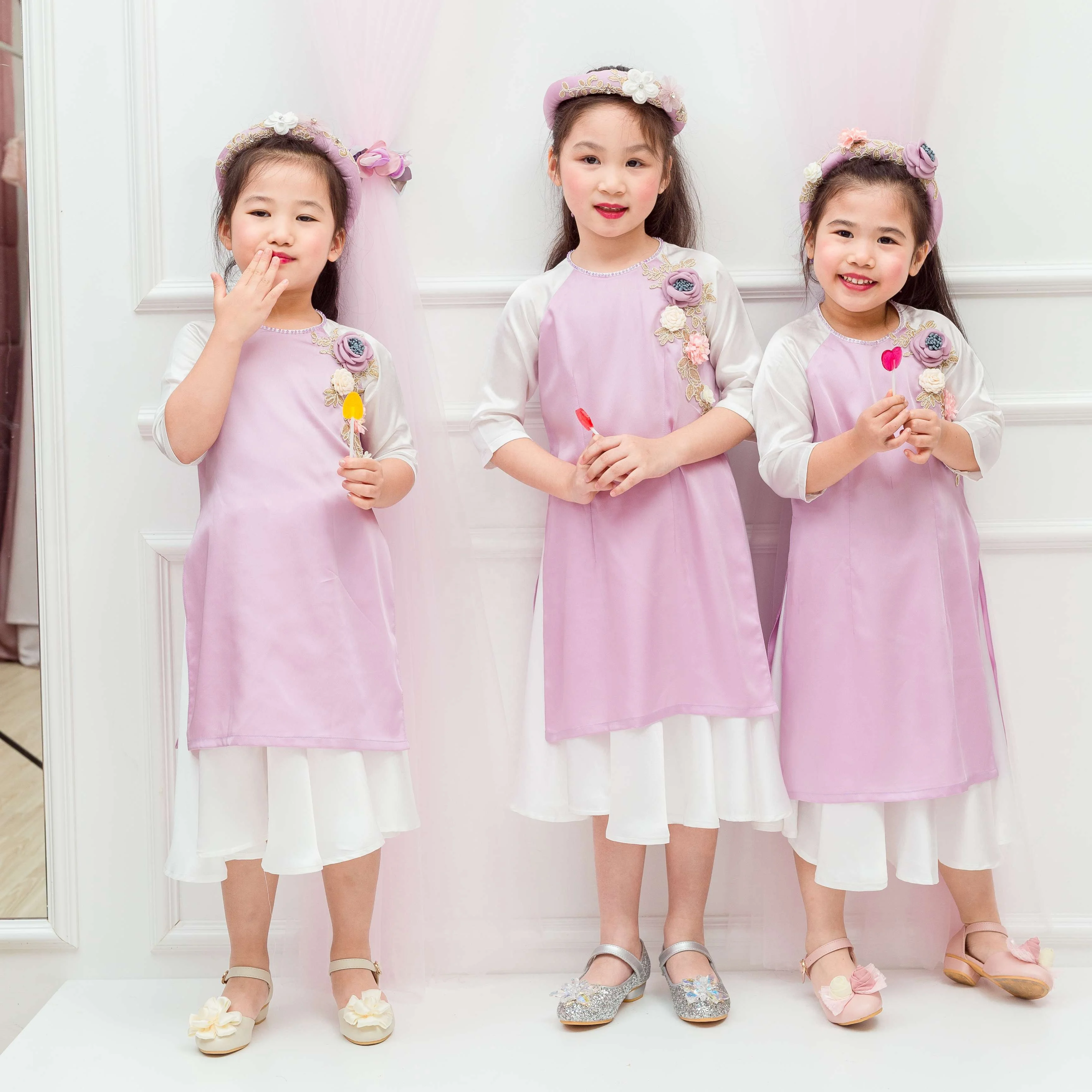 В аозай вьетнамские традиционный костюм для детей с новаторским стилем От 1 до 12 лет девочек