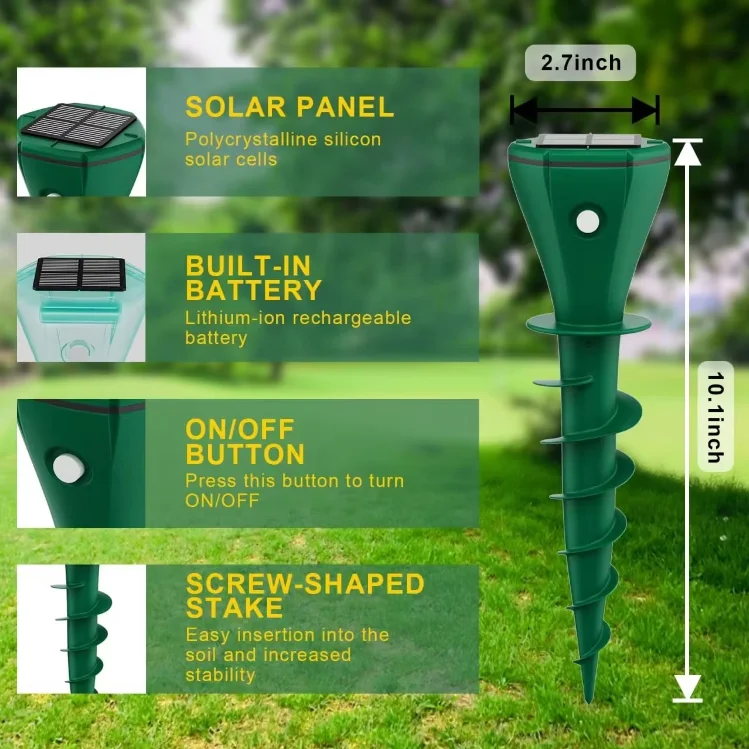 X-Pest Ultrasonic Groundhog Repellent Outdoor AR08M Sonic Deterrent Spikes Device for Lawns Solar Mole Repeller Snake Chaser