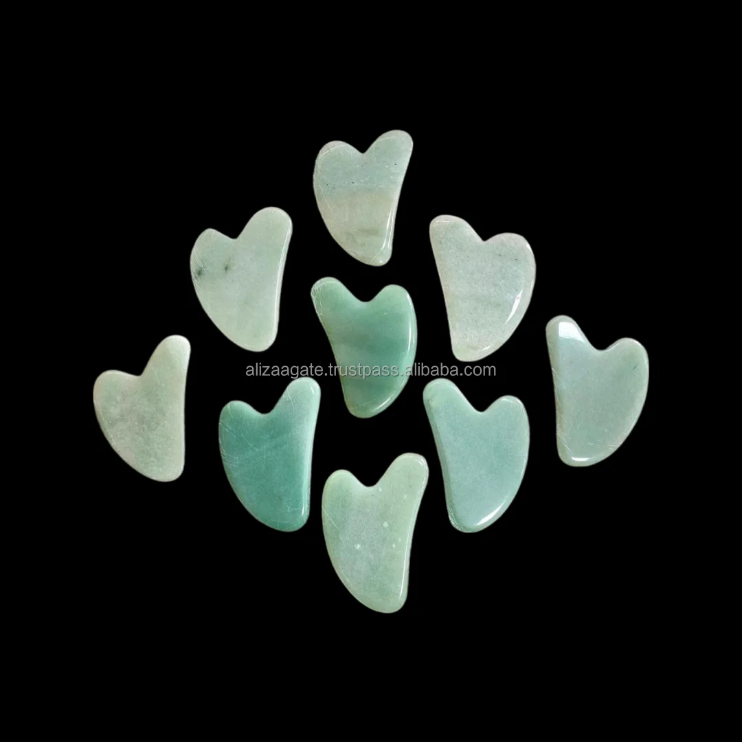 High Quality Natural Green jade gua sha scraping massage tool therapy face facial tools skin care massager