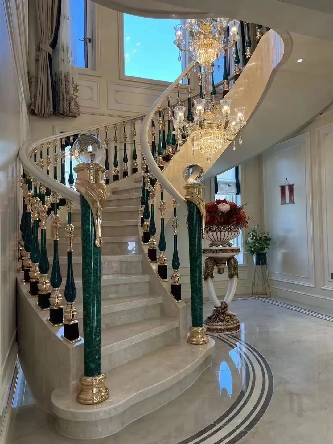 luxury villa balcony handrail aluminium Cast Iron Balustrade Straight Iron Railing