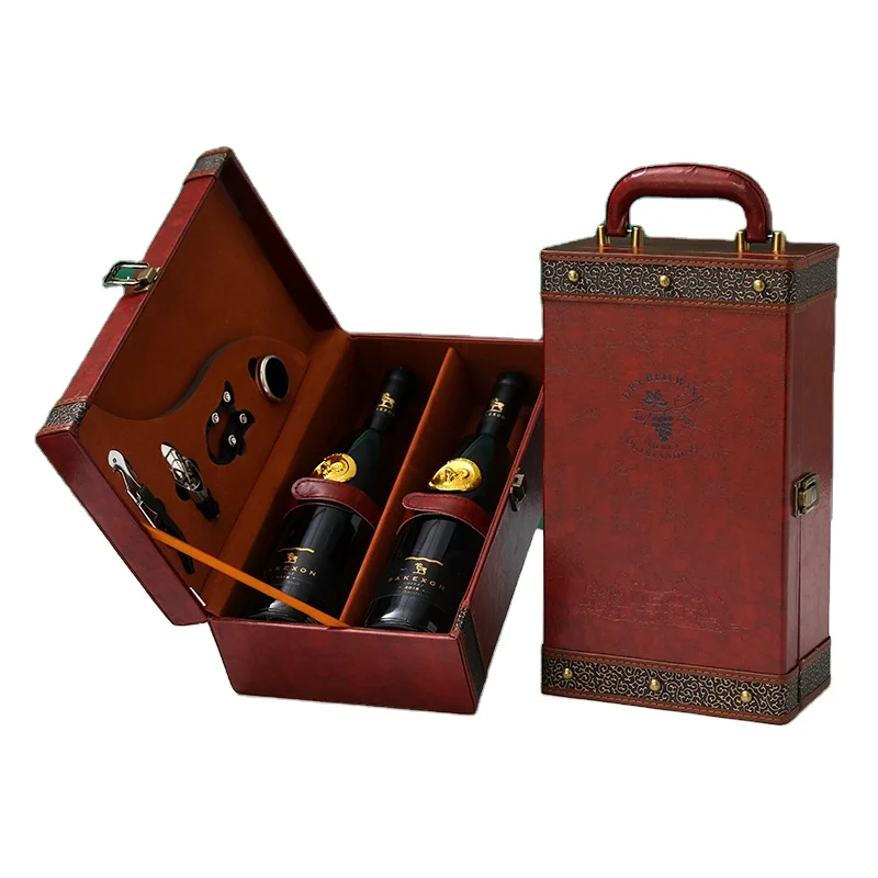 Hot Sale Nice Gift For 2 Bottle Red Wine Box For Shipping Packaging Wine Boxes