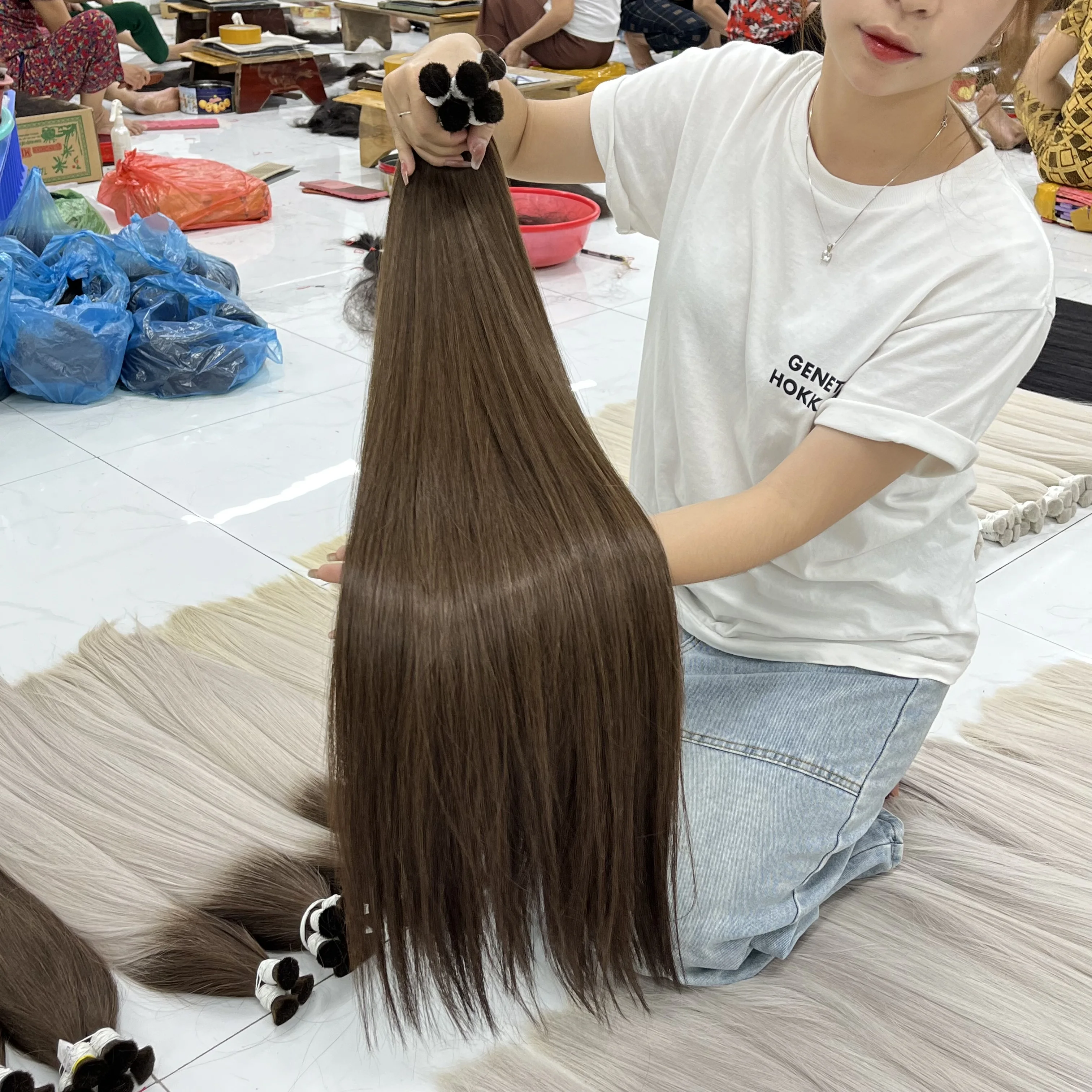 Лидер продаж высокое качество натуральные волосы для наращивания Cabello Humano человеческие объемные супер двойная вытянута 30 дюймов