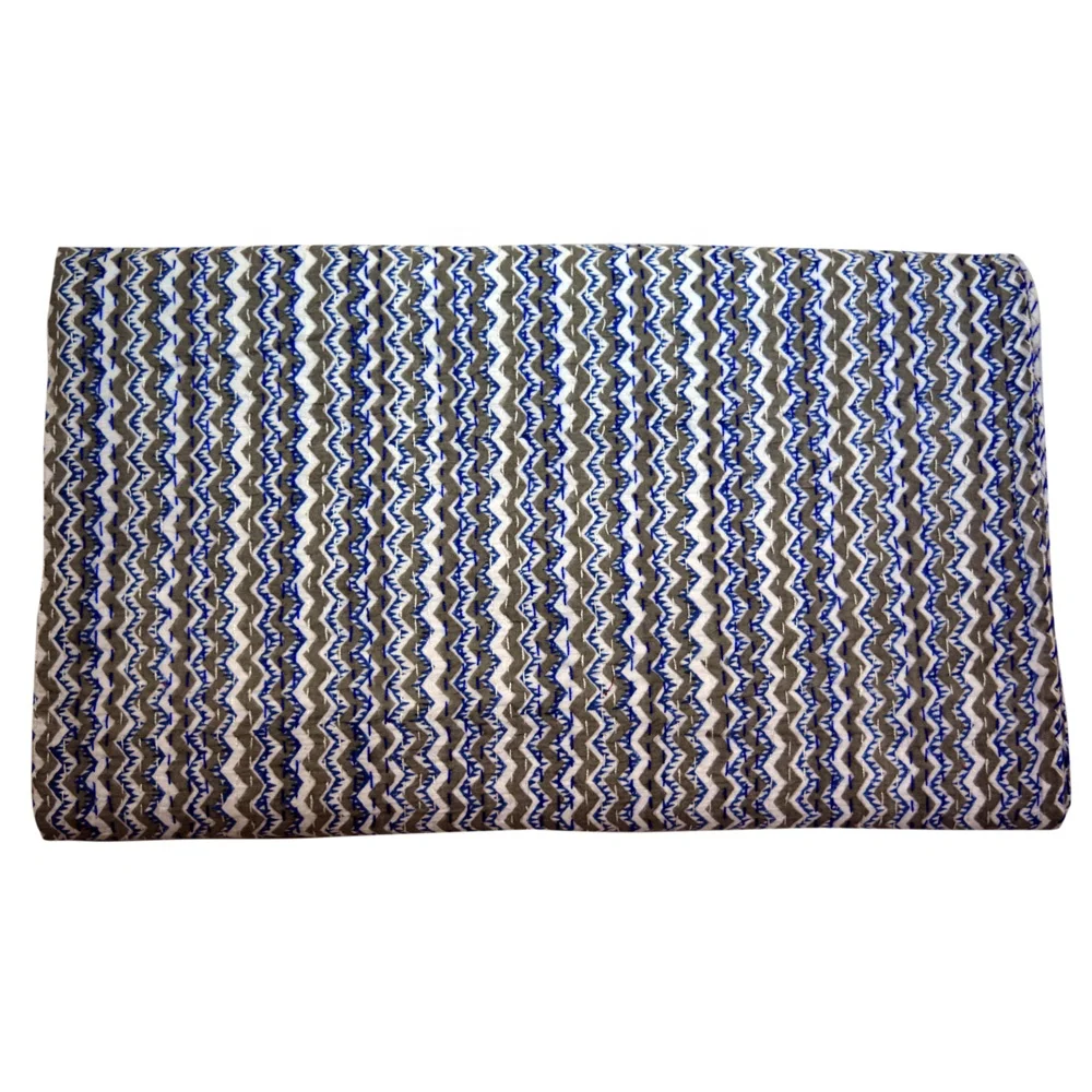 Хлопковое двустороннее покрывало Kantha с блочным принтом одеяло индийское постельное белье богемное ручной работы Королевский размер HBPK007