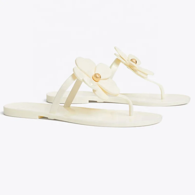 
2021 Ladies Flower Jelly Thong Sandal Outdoor PVC Summer luxury sandals women shoes slipper Mini Miller Flip Flop 