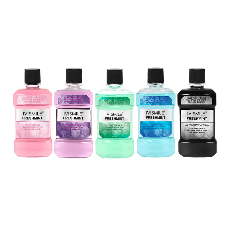 Wholesale Natural coconut oil Antiseptic Refresh Breath Charcoal Mouthwash plastic bottle for mouthwash packaging