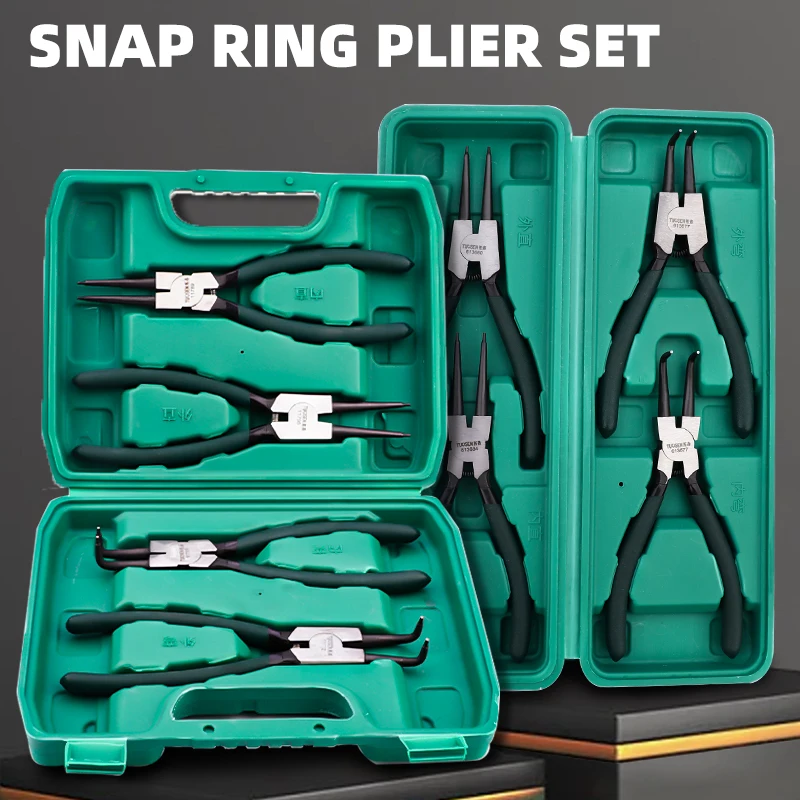 7 Inch Snap Ring Pliers Internal/External Circlip Pliers Spring Loaded Pliers for Hoses Gaskets Ring Remove