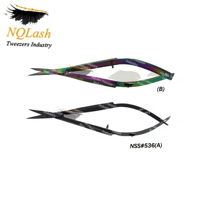 Eyelash Scissors Rose Gold Stainless Steel Sharp Straight Private Label Makeup Tools Eyebrow Scissors NQLASH Tweezers