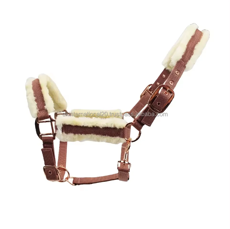 Top Trending Custom Logo Horse Nylon Halter with Hardware Buckle Fittings Leather and PP Material Indian Accessories Style
