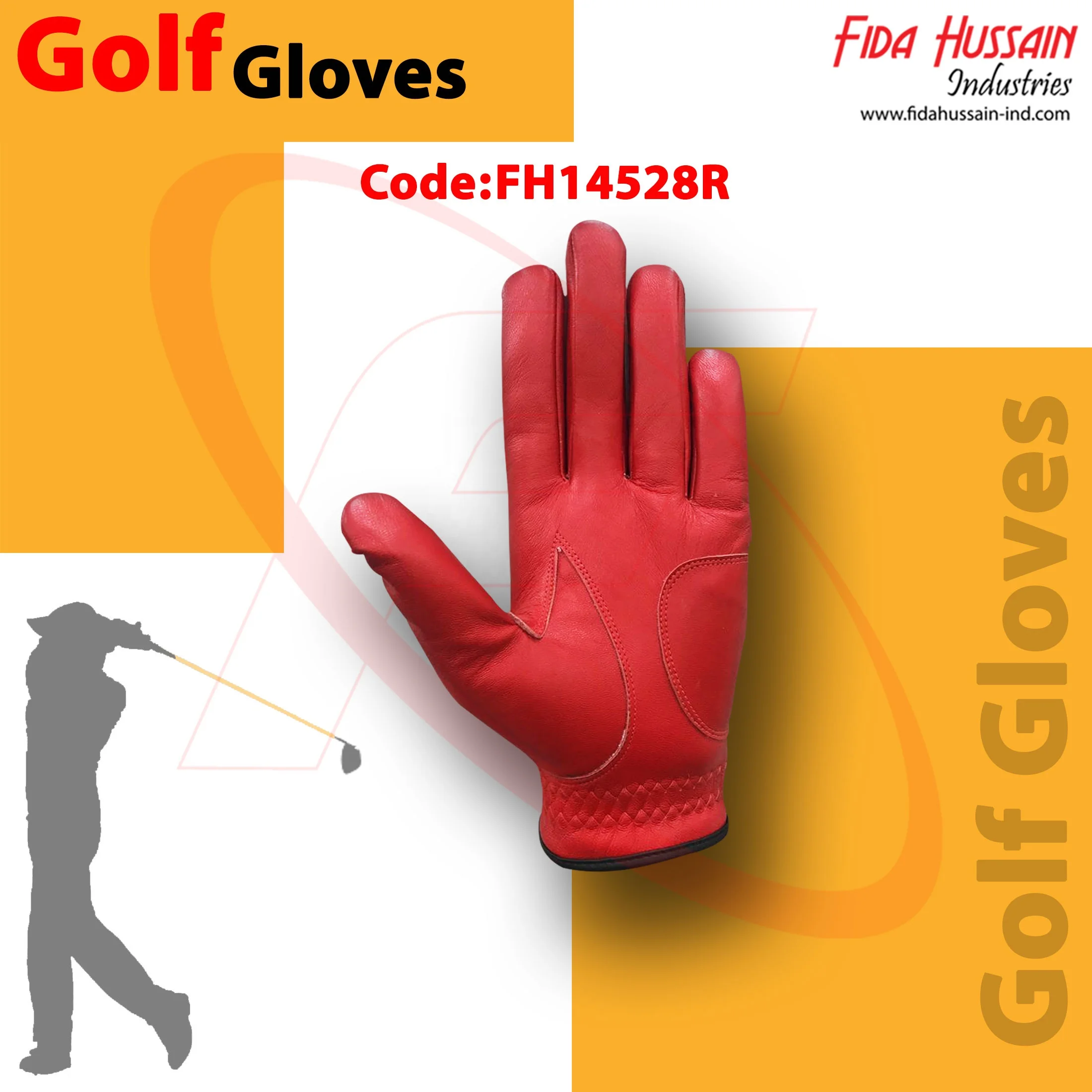 Hot Selling Breathable Premium Soft leather Golf Gloves In Red Color Comfortable Soft Red Leather Sports Safety Handschuhe