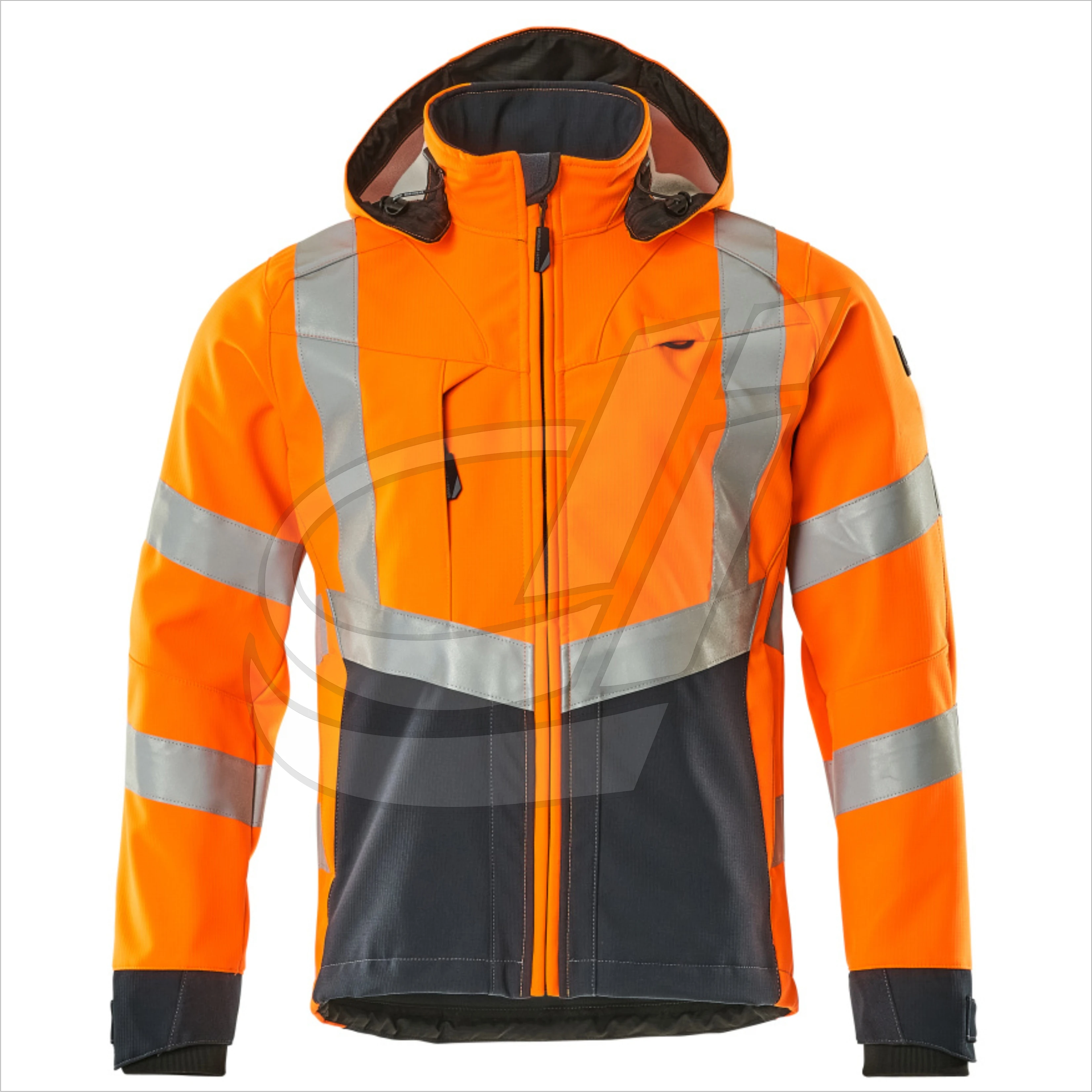 Yellow safety workwear softshell jacket
