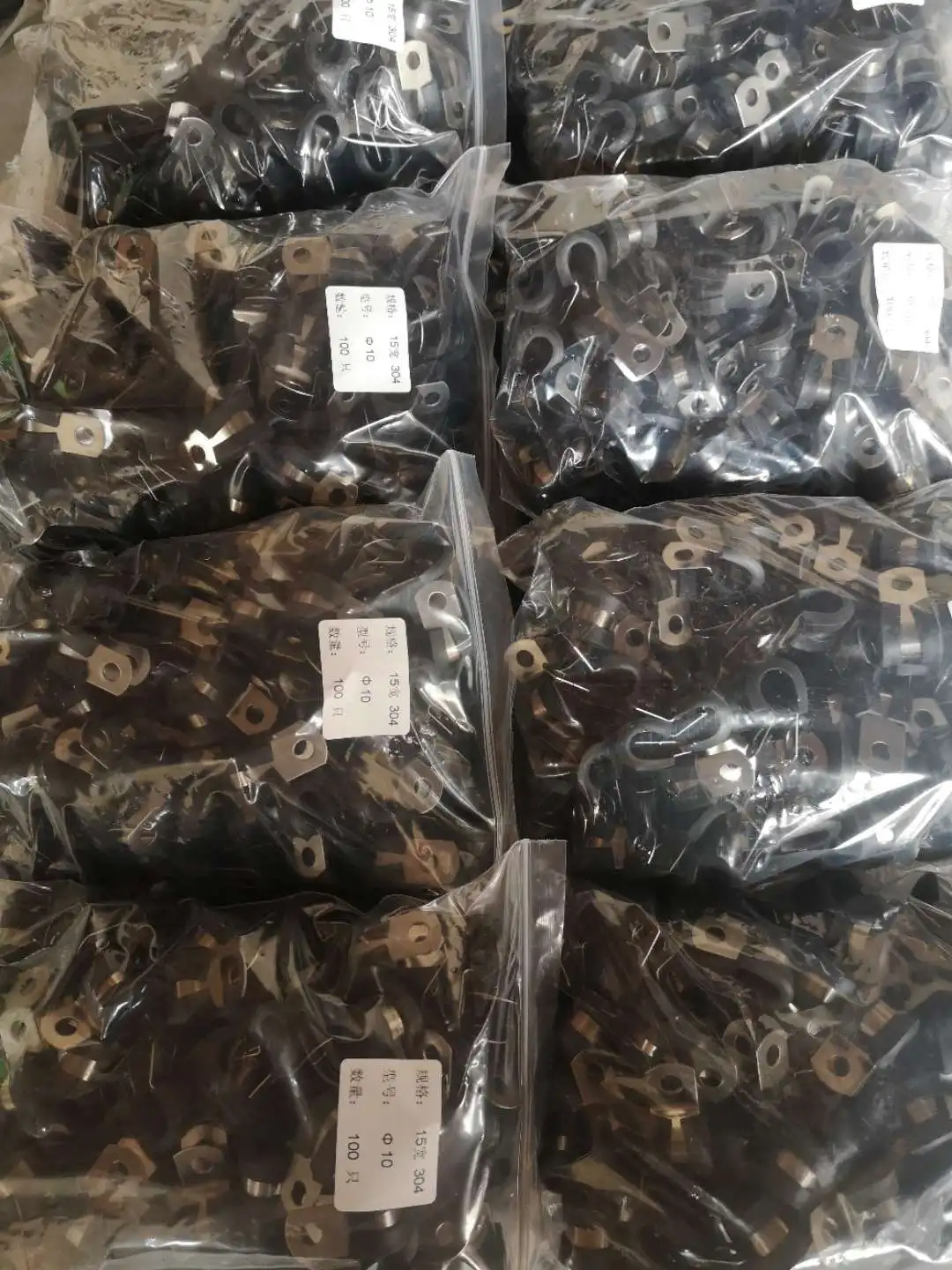 Fixing clamps with rubber P-clip