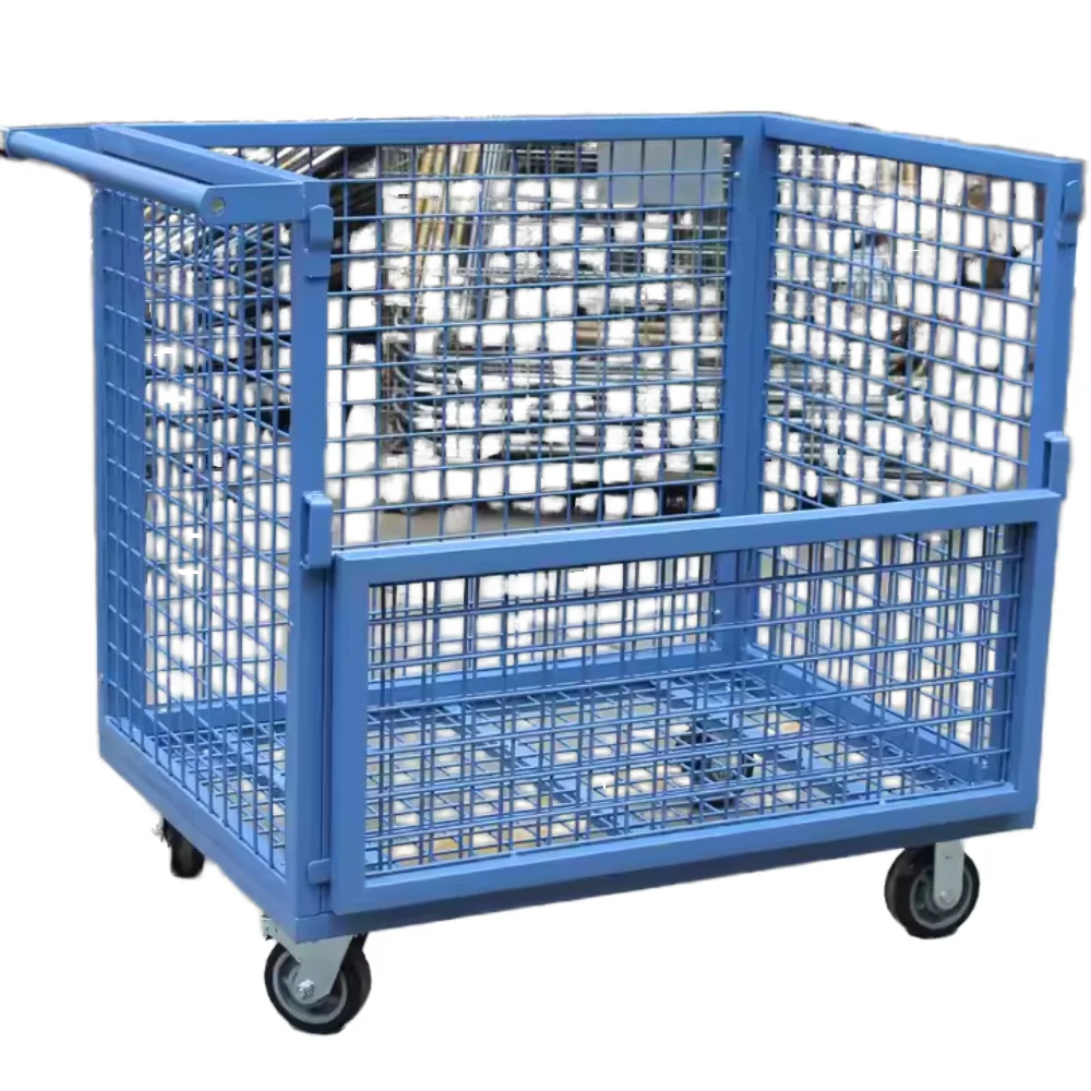 Best Price Heavy-Duty Steel Warehouse Trolley with Hinged Side Door New Condition-Cranes Cage Trolley for Wholesale