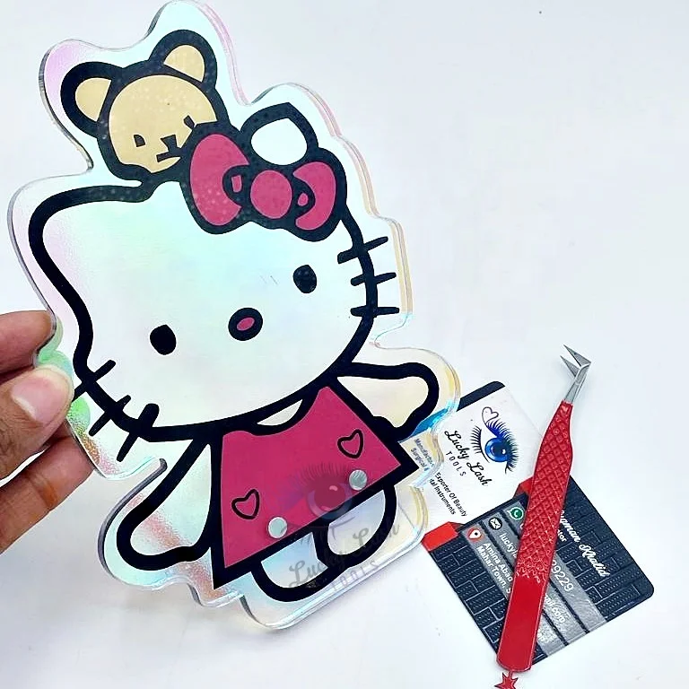 TK-Hello Kitty Tile Customizable Eyelash Extension Pallet Transparent Lash Tile Magnet Sustainable Acrylic Lash Tile for Beauty