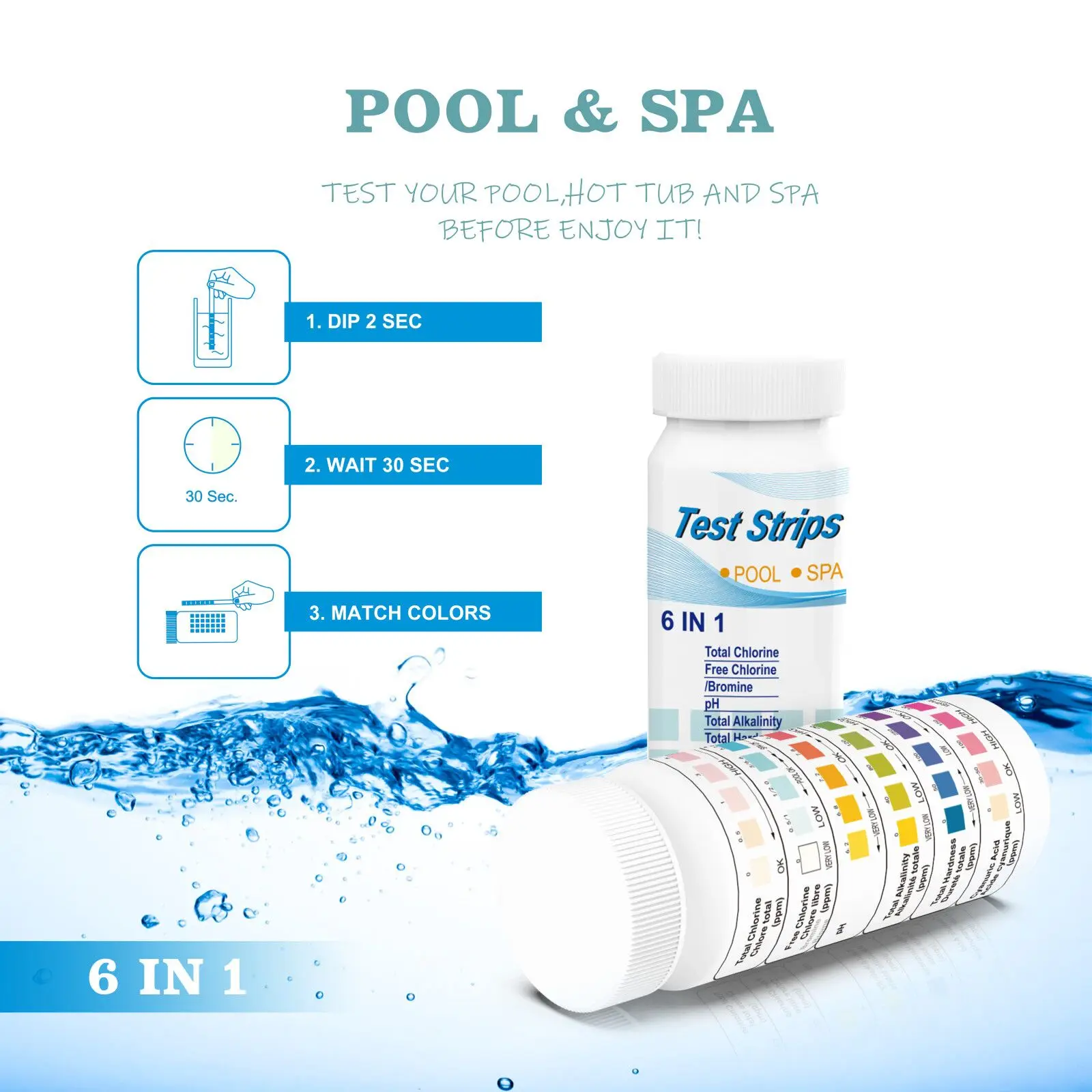 6 Best Pool Test Strips for Keeping Your Pool Crystal-Clean Chlorine/PH/Bromine Measure Paper High Precision Easy Detection