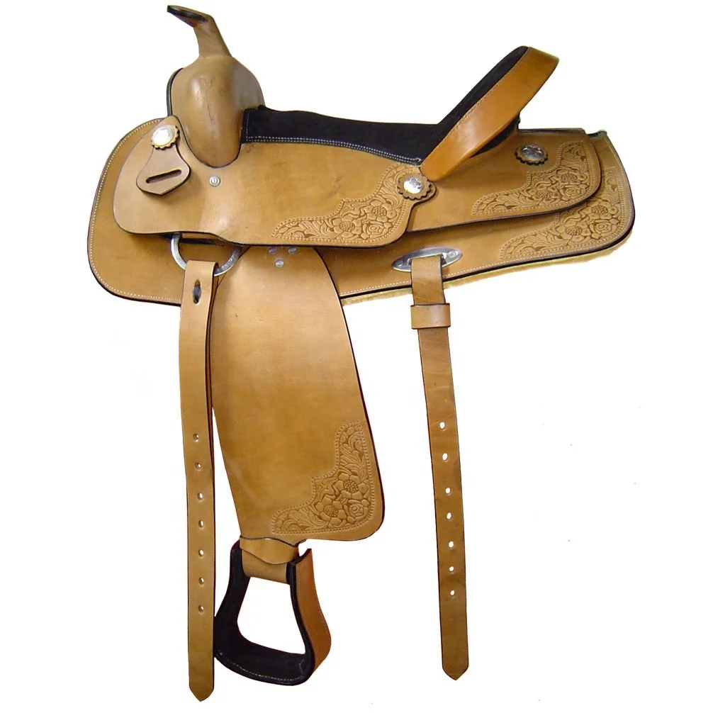Heavy Duty Western Trail Pleasure Hand Tolling Premium Leather Beautiful Show Saddle with Tack Set in Wholesale Price