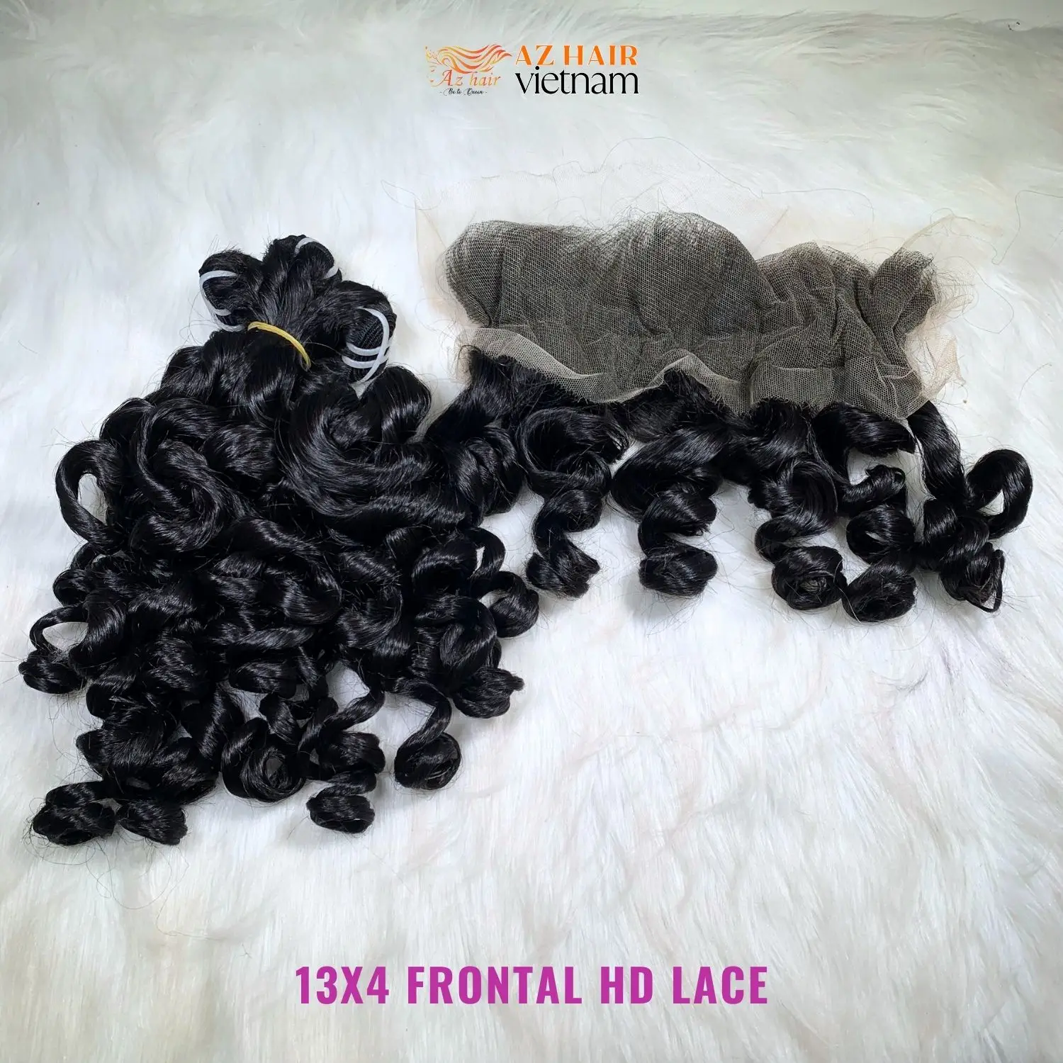 Super Double Drawn Ocean Wavy Bundle Weft With Matching Lace Closure Already Made Wig Azhair Vietnam Company