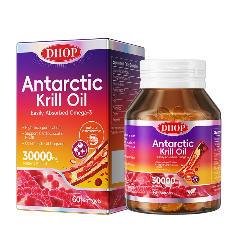 DHOP Natural Health Supplement Phospholipids Pure Premium Antarctic Krill Oil Softgel Omega 3 softgels