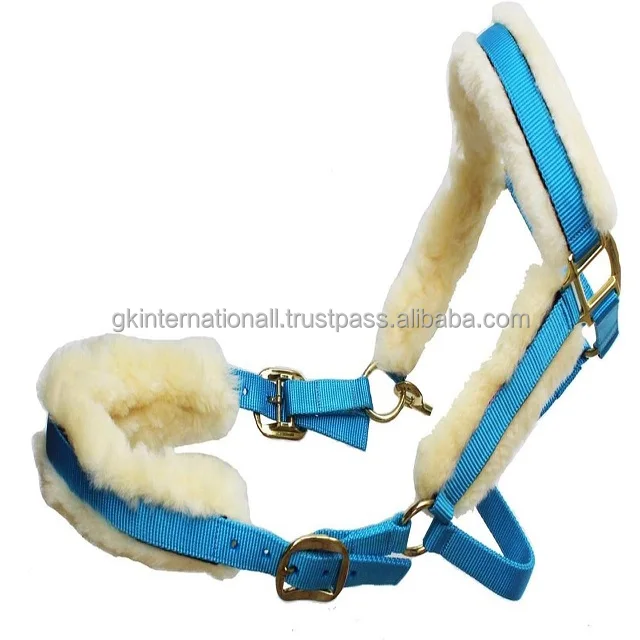Best Selling Wholesale Manufacture horse equestrian products Light weight Mink Fleece padding nylon horse halter brass fitting