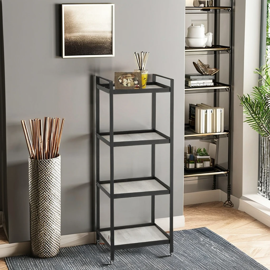 Multi-Application Wooden Book Shelf for Living Room Kitchen Dining Hotel or Apartment Durable Metal Wood Storage Solution