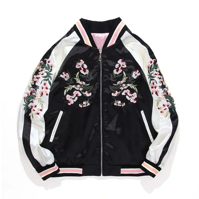 Top Quality Reversible Satin Pink Custom Premium Men100%Polyester Reversible Custom Design All Over PrintStreetwear Women Jacket