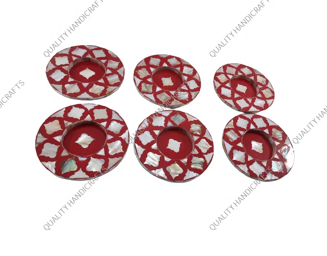 Hot Sale Inlay Coaster Floral Tabletop Tea Light Mother of Pearl Coaster kitchen & tabletop table decoration accessories mat pad