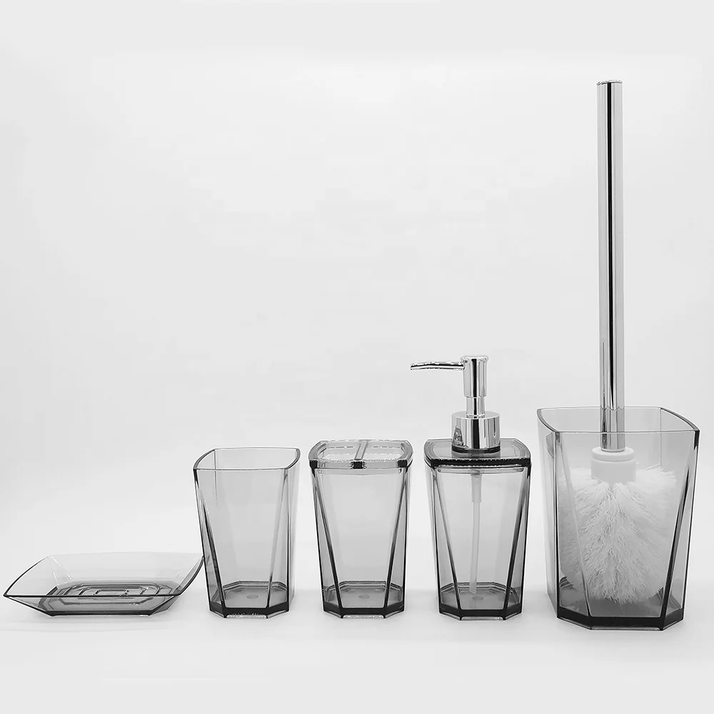 4pcs Plastic AS Transparent Acrylic Bathroom set