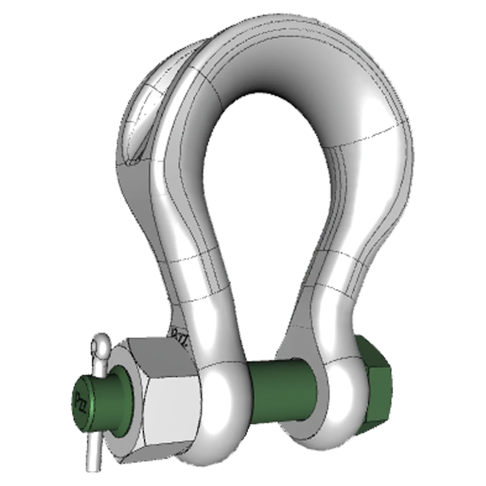 Green Pin P6033 75Ton Hot Dipped Galvanized High Load Capacity Alloy Steel Bow Shackle With Safety Bolt Connection Link