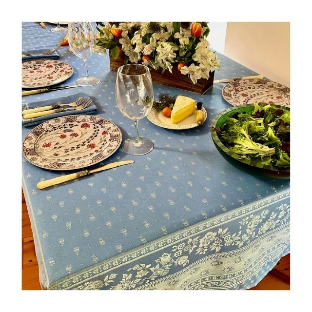 Wholesale Custom Latest Design Embroidered Manufacture 100% Organic Cotton Washable Rectangle Water-oil Proof Cover Tablecloth