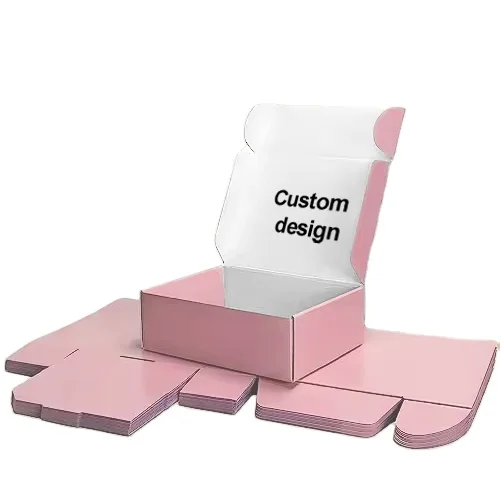 Free sample custom logo pink color cosmetic corrugated packaging mailer box shipping box paper box