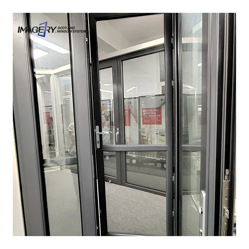 New Arrivals Imagery China Manufacturer Double Tempered Glass Soundproof Aluminum Patio Casement Door with Stainless Steel Mesh