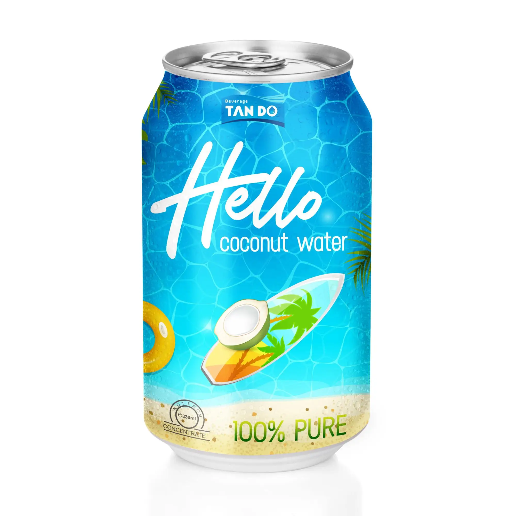 OEM ODM Private label 100% Coconut Water Drink in 330ml can Viet Nam manufacturer Beverage exported USA, UK, China, Middle East