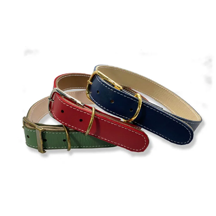 Full Grain Double Layer Dog Pets Collar 100% Genuine Cowhide leather Chains for dogs