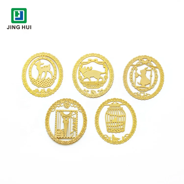 Creative Gifts Collection Insect Butterfly Etched Hollow Out Metal Brass Bookmark With Custom Backing Card