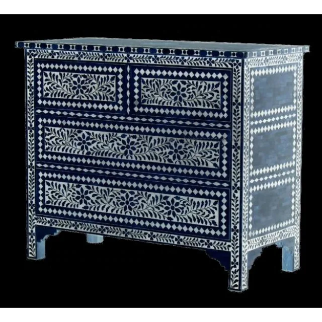 Indian Horn & Bone Inlay Chest of Drawer