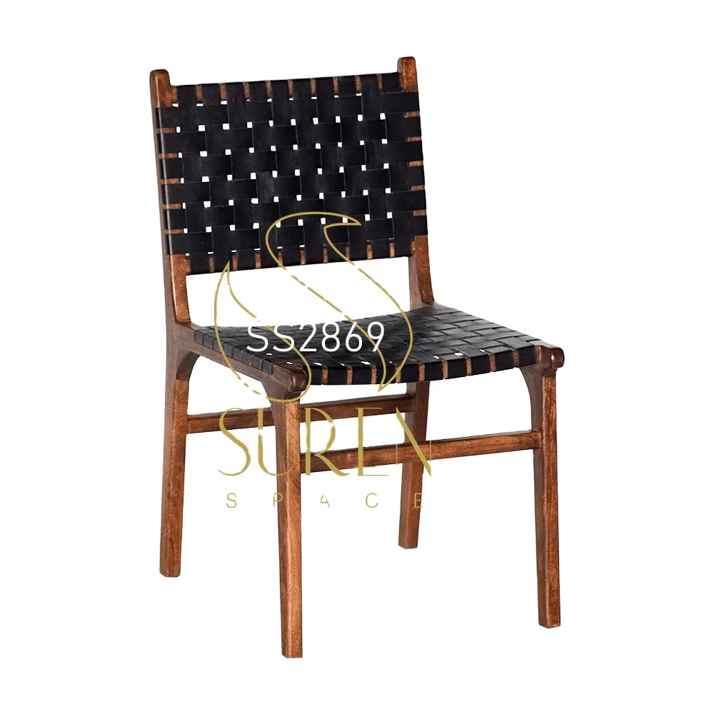 Дизайнерский деревянный промышленный кожаный стул Beth ручной работы