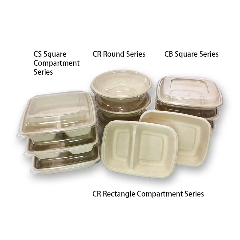 Disposable biodegradable take away food box with 3-comp for food container