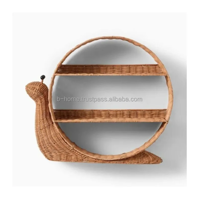 Best Choice Wholesale Handmade Natural Rattan Snail Shelf Woven Wicker Shelf Decoration for Baby Room Direct from Vietnam