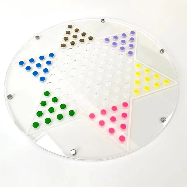 Colorful Chinese Checkers Set Kids Educational Board Game Classic Acrylic Chinese Checkers Strategy Family Game