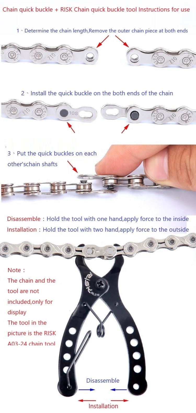 
RISK DUST 12 speed chain quick buckle Surface plating silver anti-rush Quick install,easy to maintain and clean the chain B35-87 