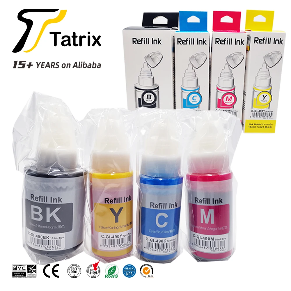 Tatrix GI-490 GI490 GI 490 совместимый заправка чернила на водной основе бутылка пополнения объем чернил для струйной печати Canon PIXMA G1400 G4400