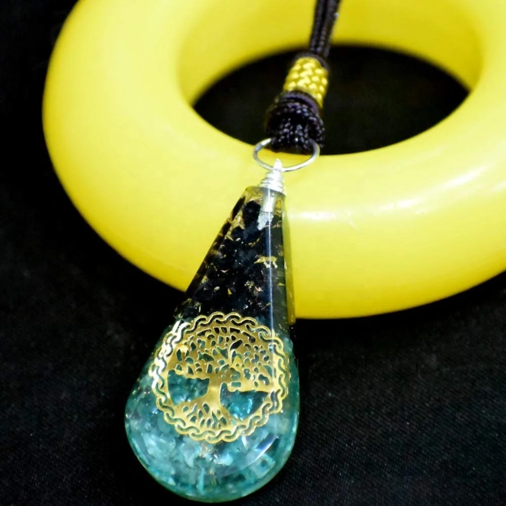 Подвеска из черного турмалина оргона защита эмф: синий оникс аквамарин оргонит подвеска цветок дерева ожерелье эмф
