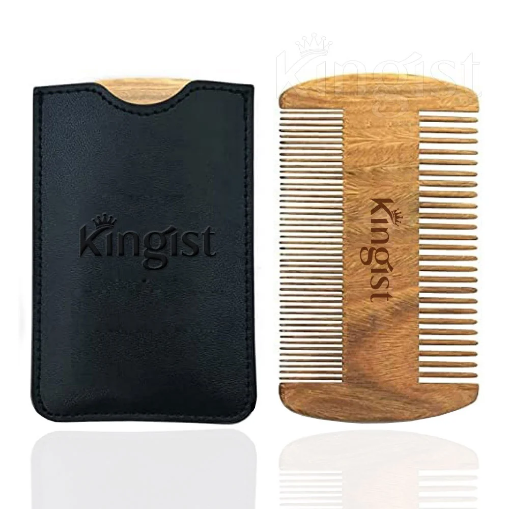 Custom Mens Beard Pocket Comb Beard Grooming Kit Wood Wide & Fine Tooth Beard Comb Kit Wholesale Private Label
