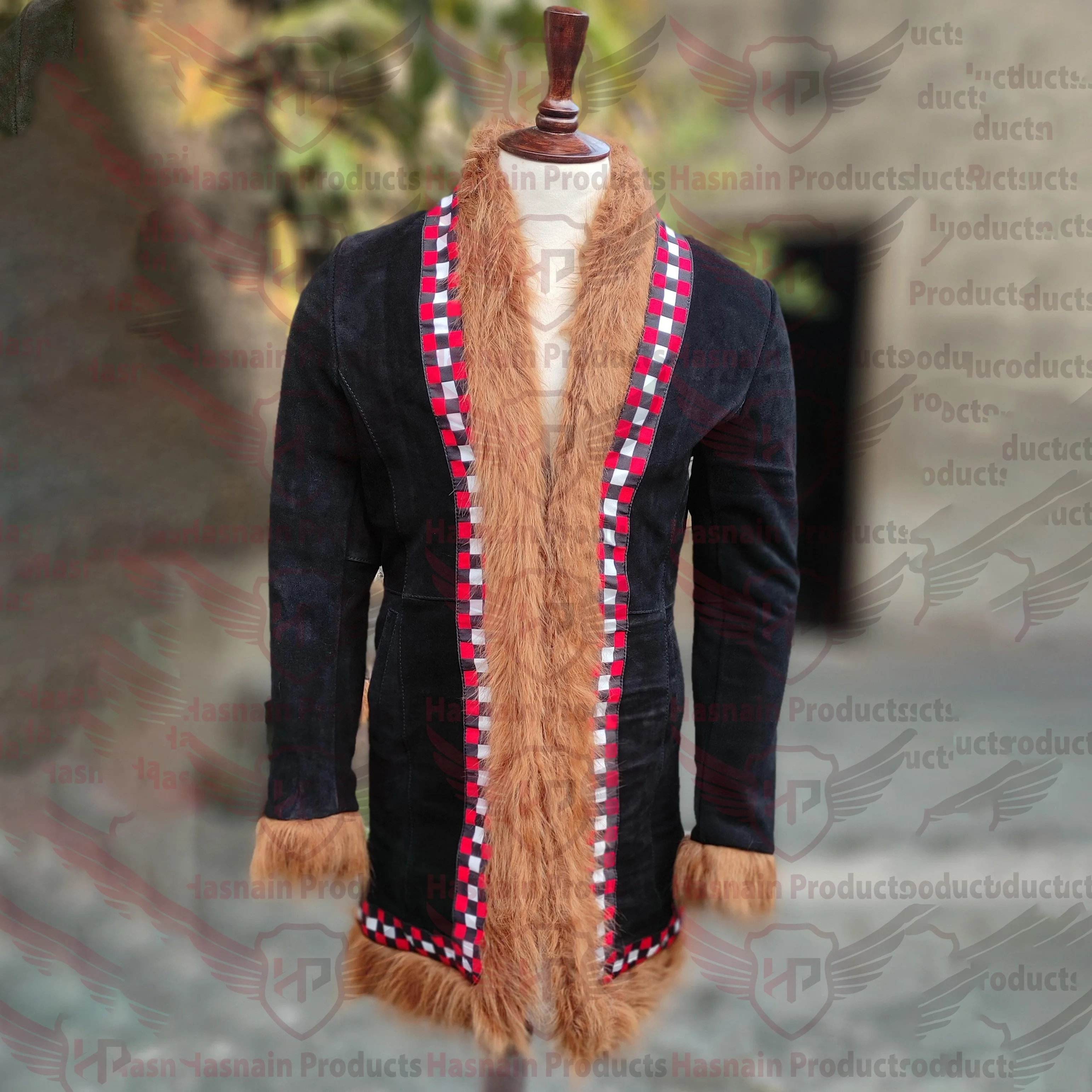 High Quality Genuine Leather Coat AFGHAN COAT Bronze Penny Lane suede leather & Mongolian lamb fur coat Vintage 70 Penny lane