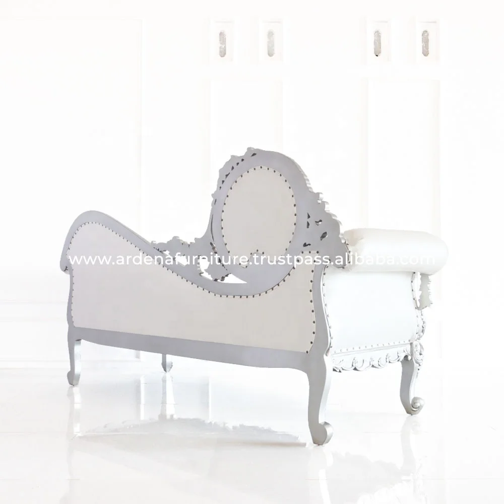 Antique Style Hand Carved Classic Chaise Lounge Comfortable Wedding Lounges Wooden Sofa Bed for Living Room Hotel Furniture