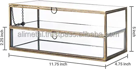 High Quality Customisable Metal and Glass Jewellery Gift Box Glass Mirrored Shadow Display for Decoration