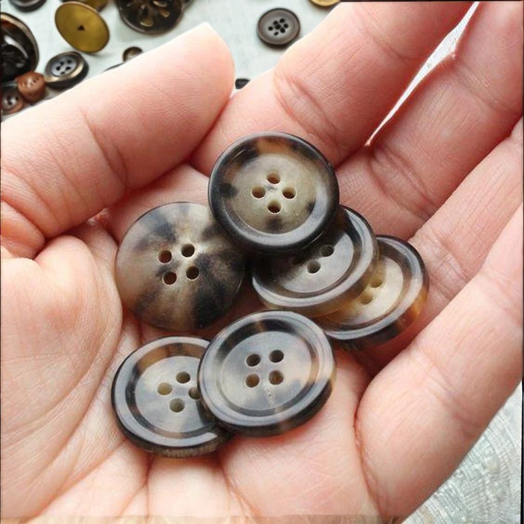 Buffalo Horn Button Blanks White with Black Sport for Garment Use Color Buttons for Fancy Coat Sweater Suit